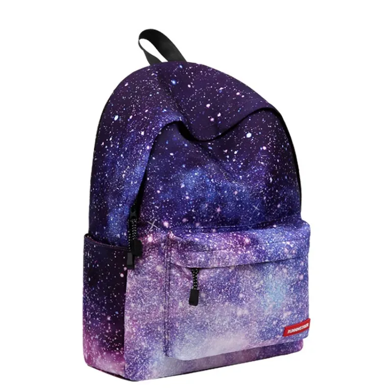 sac à dos violet ciel étoilé, sac à bandoulière double, sac en toile pour étudiants, collégiens, lycéens, sport, voyage, trajets quotidiens, trousse à crayons