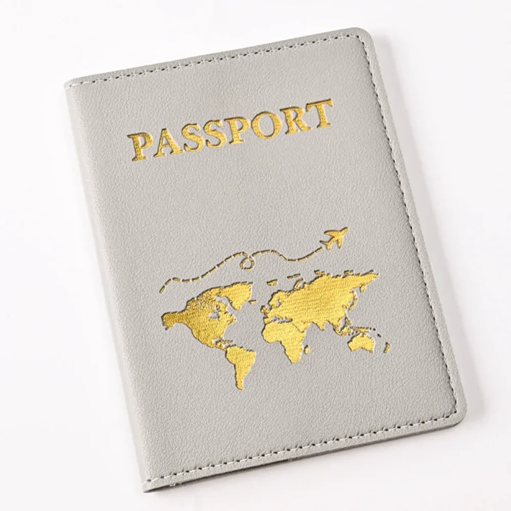 couverture de passeport personnalisée avec nom et initiales, carte du monde dorée, porte-passeport personnalisé, nouveaux accessoires de voyage pour femmes et hommes
