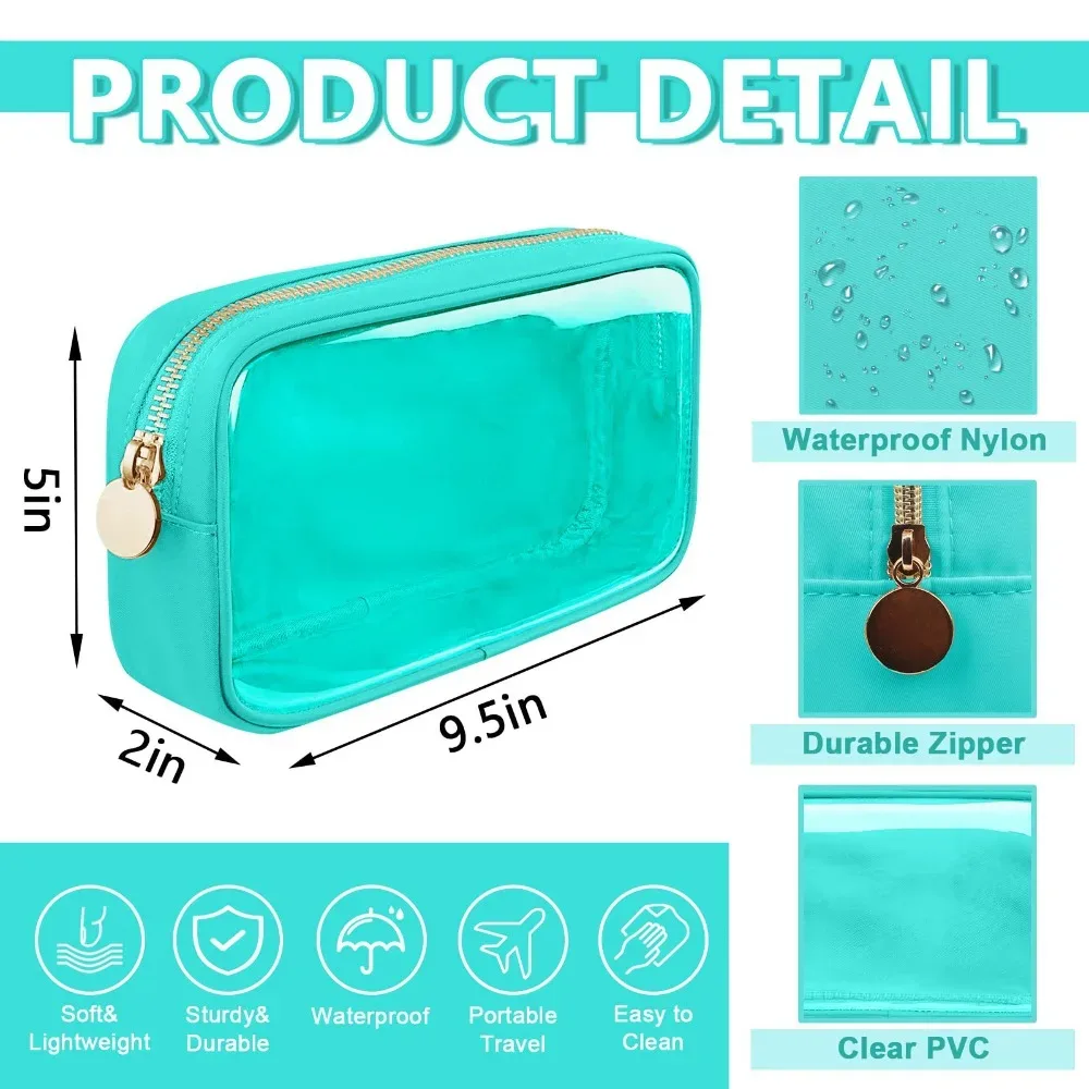 trousse de toilette transparente en pvc pour femme, sac cosmétique, rangement tendance, coque, grande capacité, poudres de maquillage