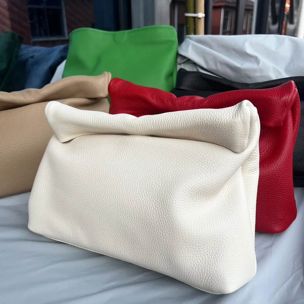 sac à main en cuir de vachette 100% authentique, sac à main pliable de haute qualité pour femmes, sac à main de créateur simple avec poignée magnétique