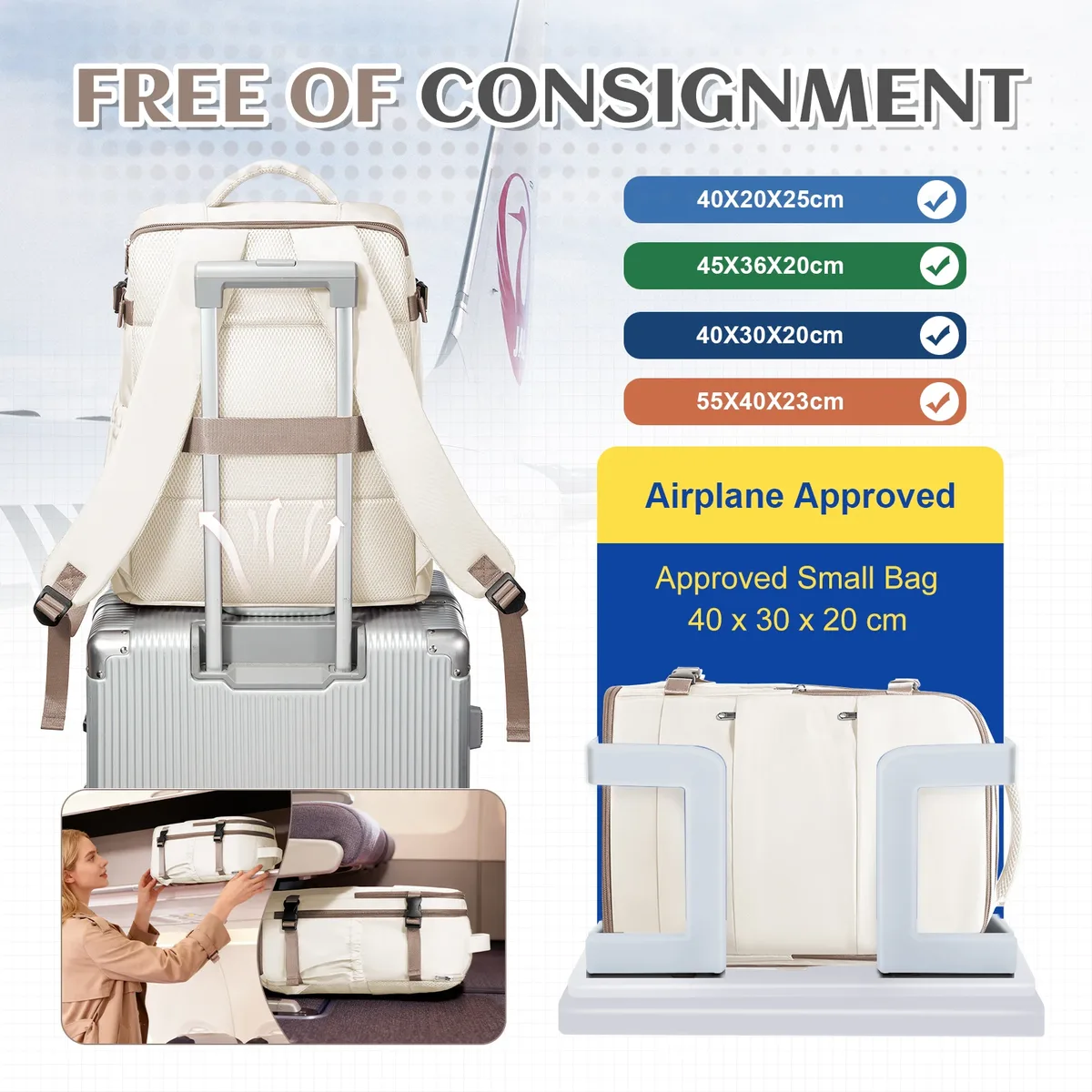 sac à dos de voyage pour femmes et hommes, bagage à main 40x30x20 pour ryanair, sac de voyage pour cabine, sac à dos pour l'université, sac pour ordinateur portable imperméable pour le travail
