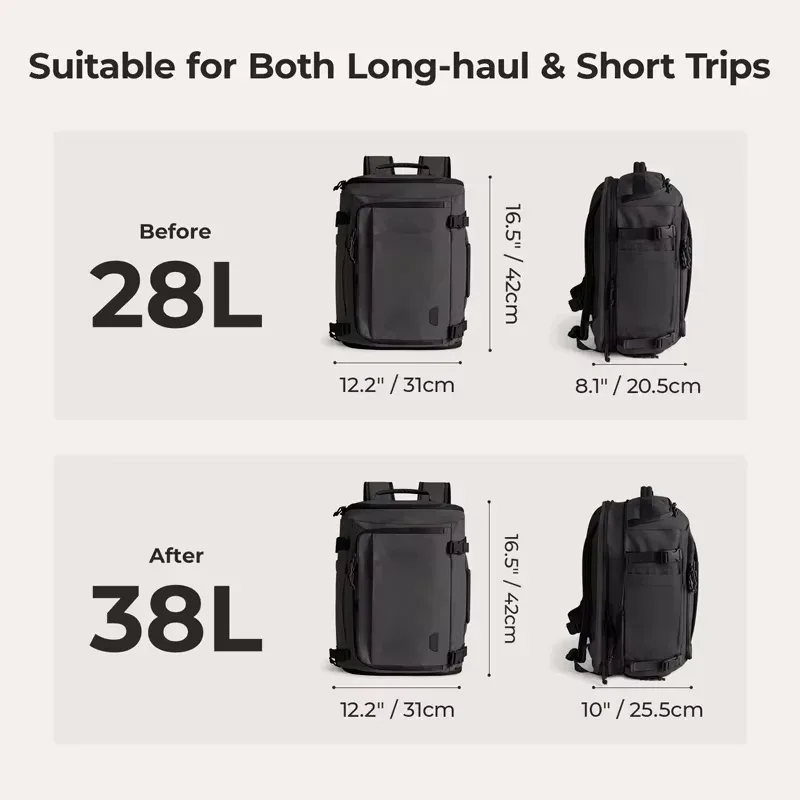 sac dos polyester gris noir compartiments multifonctionnels voyage grande capacité organisateur étanche ordinateur portable chaussures