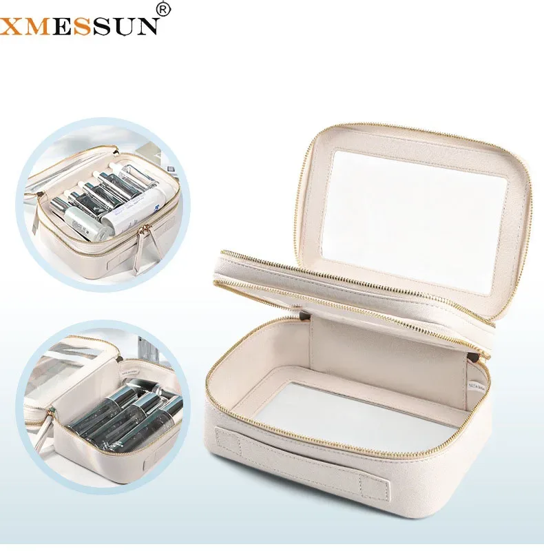 xmessun nouveaux sacs de maquillage en pvc transparent décontracté pour femmes 2026 mode en cuir pu portable étanche stockage sac cosmétique a527