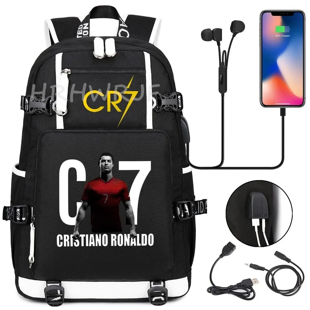 sac à dos camouflage cr7 avec port usb, sac à dos pour ordinateur portable, pour adolescents, filles et garçons, sac d'école, sac à dos étanche, sac de voyage quotidien pour étudiants, mochila