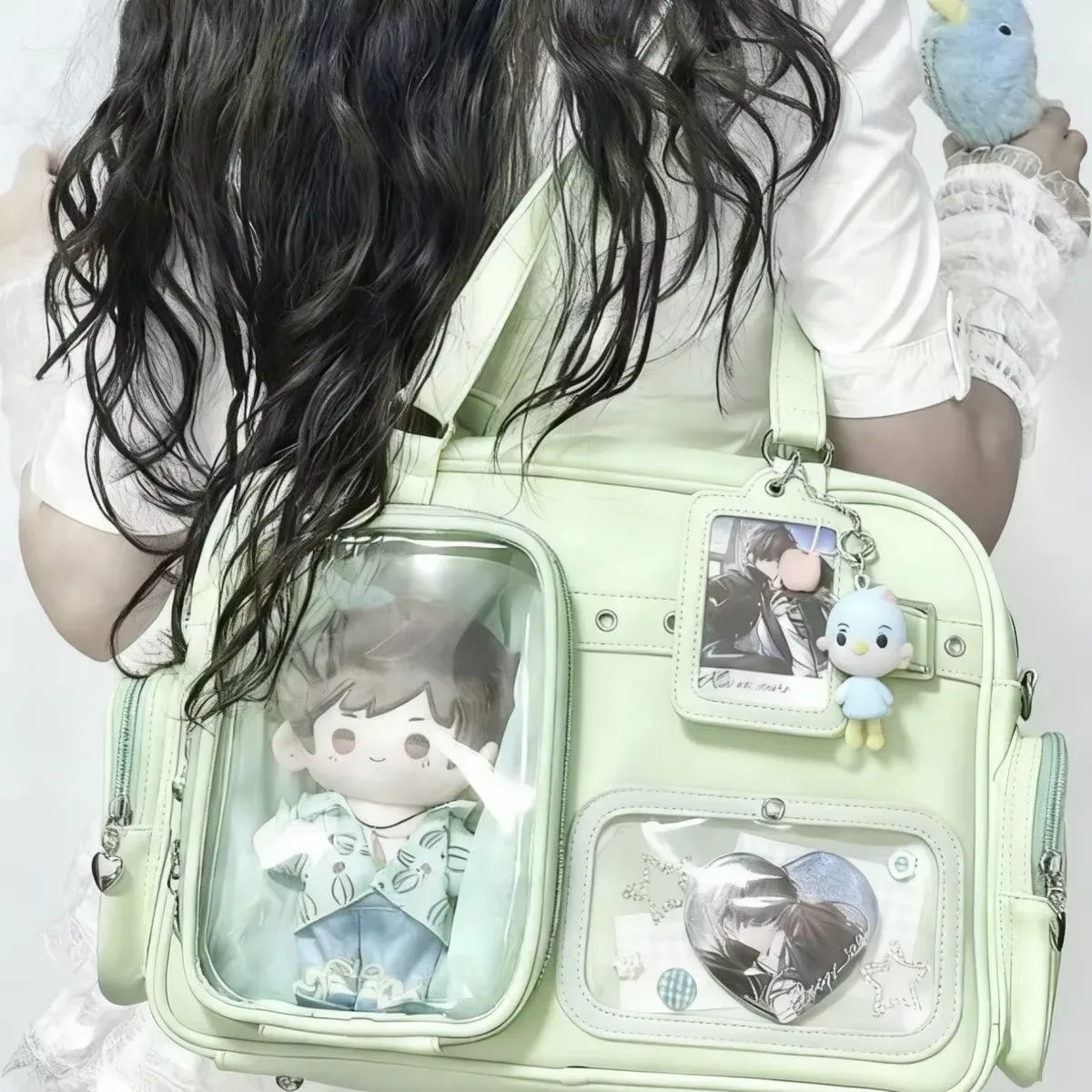 nouveau y2k mignon ita sac concert grande capacité sac à bandoulière lolita fille sac à dos transparent bricolage badge affichage sac à bandoulière décontracté