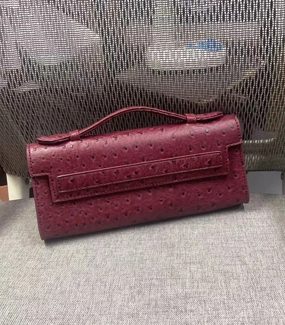 xmessun personnalisé motif d'autruche longue pochette en cuir pu sac fourre-tout de fête de haute qualité sacs à main de créateur ins sac à la mode