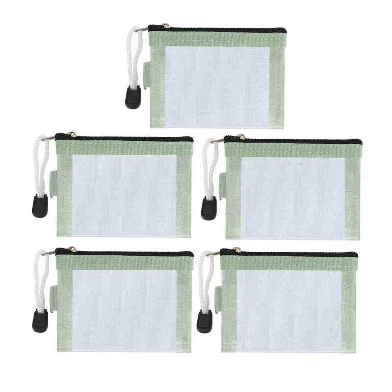sacs de rangement de cartes en maille de nylon, mini grille transparente, porte-carte de crédit, pochette à fermeture éclair, petit portefeuille de monnaie de voyage, sac de fichiers