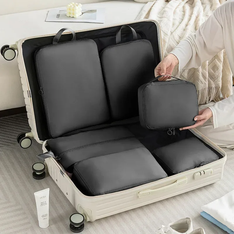 cube voyage compression nylon fermure éclair organisation vêtements polyvalent femmes sac deplacement economie place