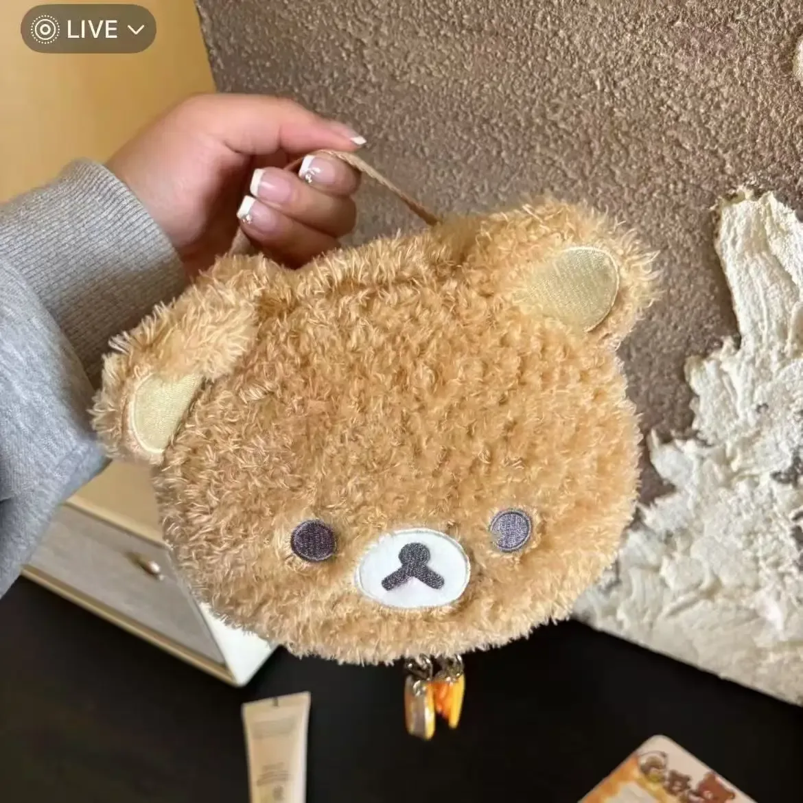 trousse de maquillage en peluche ours anime relaxant, sac cosmétique doux et portable pour femme, pochette de rangement bijoux, organisateur sac à main fille, cadeau, vente chaude