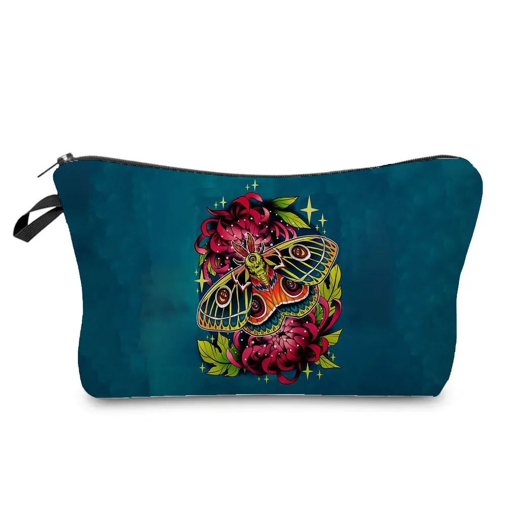 sacs à cosmétiques imprimés de crâne pour femmes, pochette de maquillage de personnalité, sac de rangement de voyage portable, étuis de rangement de rouge à lèvres, sac de maquillage à fermeture éclair