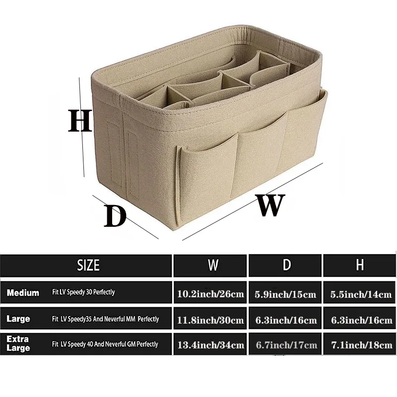 sac à main pour femmes, sacs à cosmétiques et organisateur de maquillage, sac à insérer en feutre pour sac à main, sac intérieur en tissu feutré, convient à diverses sacs de marque