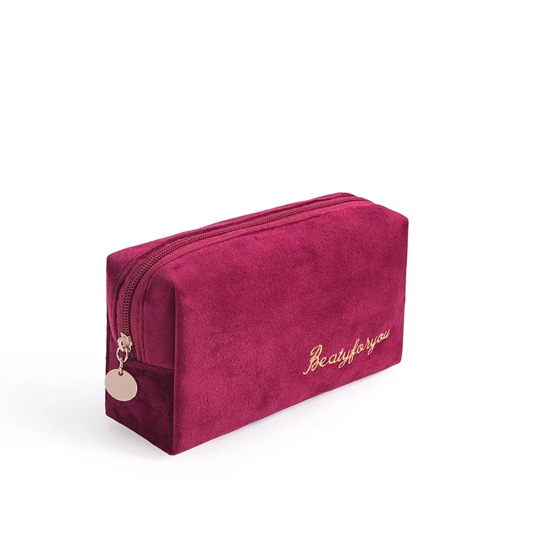 sac de rangement de maquillage en velours doux pour femme, trousse de toilette pour coussinets, trousse de maquillage de voyage gt, trousse de beauté pour évaluateurs