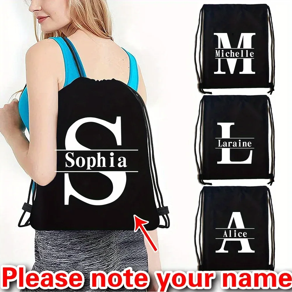 sac à dos à cordon personnalisé avec nom, sac de sport à double épaule, sac personnalisé avec initiales, sac portable pour randonnée et camping en plein air