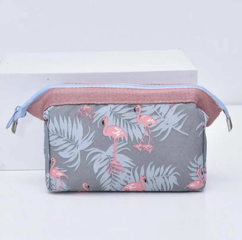 trousse de toilette et de maquillage pour femme et fille, motif flamant rose, sac de rangement pour produits de beauté et articles de toilette, étui de voyage et de bain
