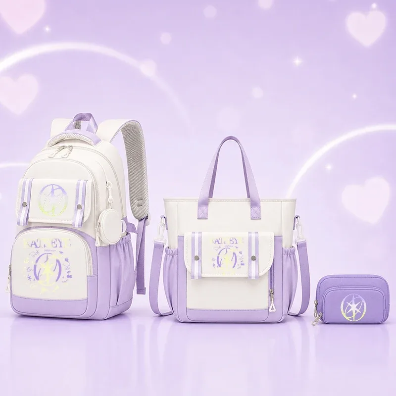 sac dos nylon violet noir motifs floraux géométriques accessoires stylos intérieur informatique voyage femme