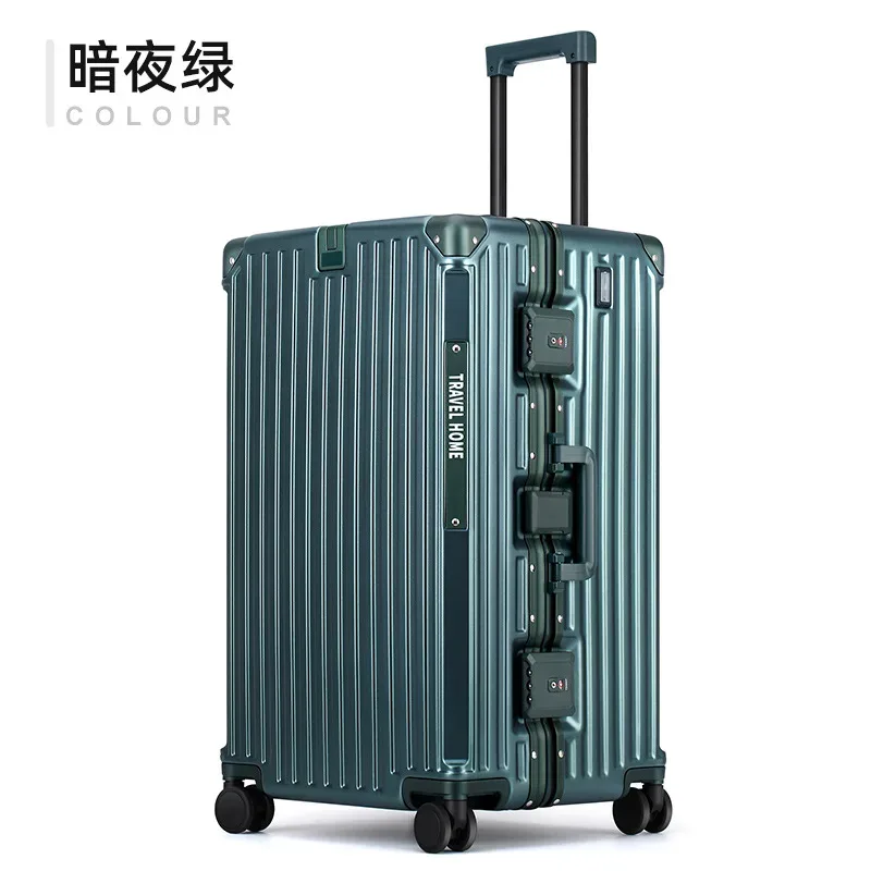 valise polycarbonate aluminium silhouette élégante bandes verticales design moderne roues toupie poignées télescopiques couleur noir blanc vert argent bagage voyage grande capacité