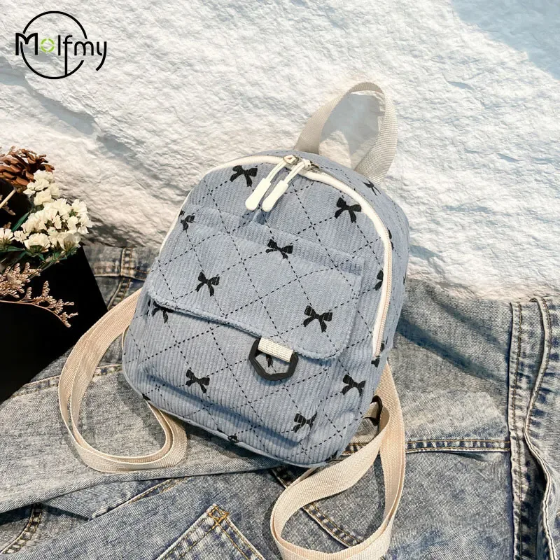 sac à dos d'hiver pour femmes, sac à deux épaules de célébrité coréenne, imprimé nœud papillon, sac à dos de mode pour adolescentes, sac à dos kawaii pour shopping