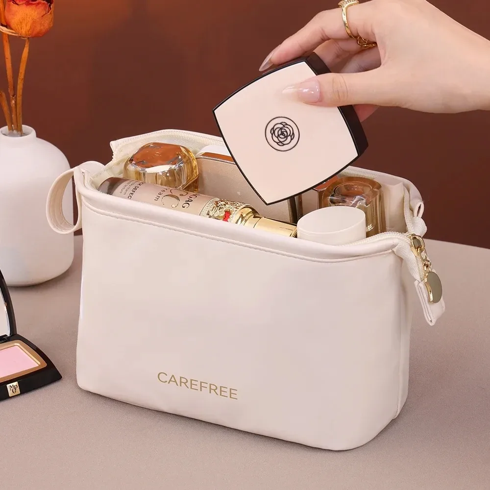 trousse de maquillage à main pour femmes, sac à cosmétiques de voyage de grande capacité, trousse de toilette portable pour voyages d'affaires, organization de cosmétiques