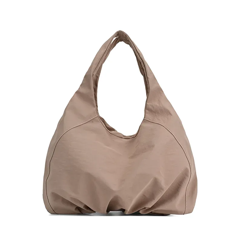 sac à bandoulière décontracté en nylon avec fermeture éclair et logo personnalisé, sac à main polyvalent pour les trajets quotidiens, pochette de rangement en polyester de couleur unie pour le shopping