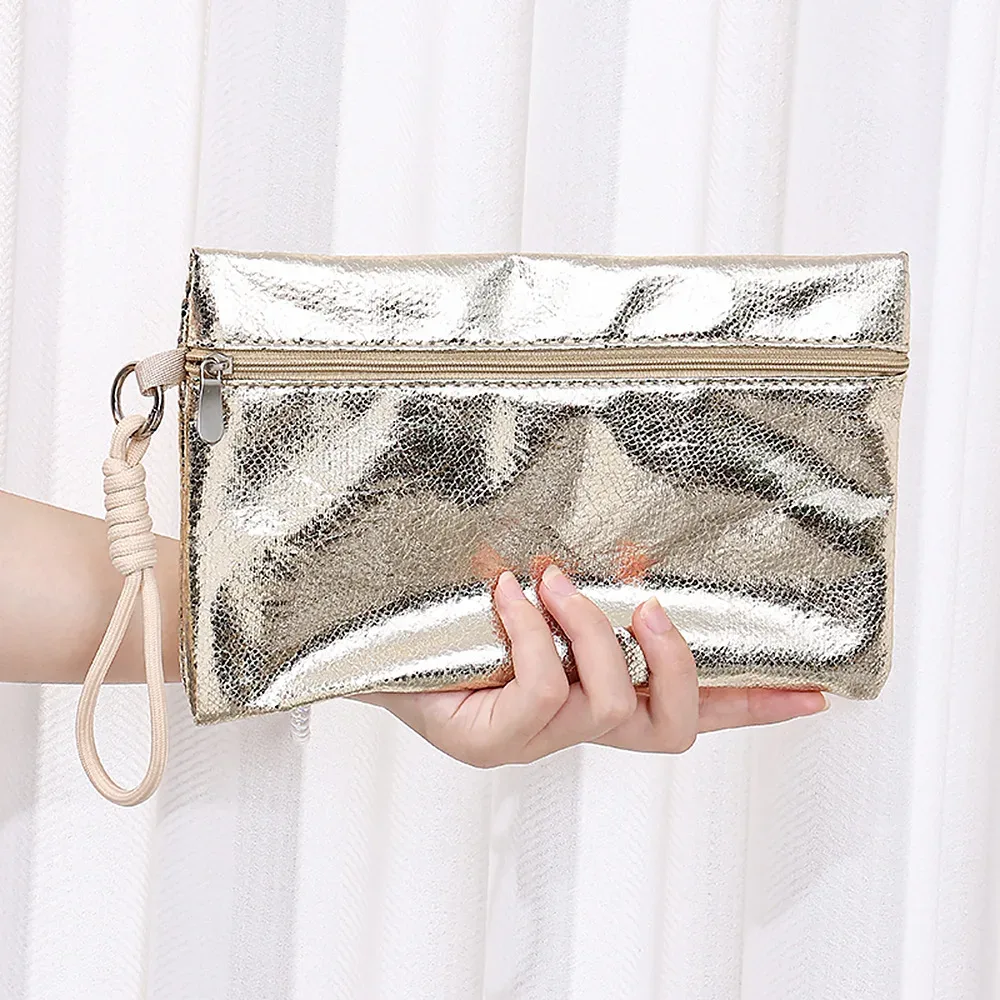 pochette à maquillage brillante airfriend, petite pochette à rouge à lèvres personnalisée, pochette à maquillage carrée de voyage, mini pochette de luxe, pochette cosmétique imperméable