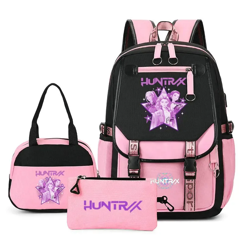 sacs à dos tendance k-pop demon hunters pour adolescentes, sacs à bandoulière, trousse à crayons, ensemble de sacs d'école pour étudiants, sac de voyage mochila