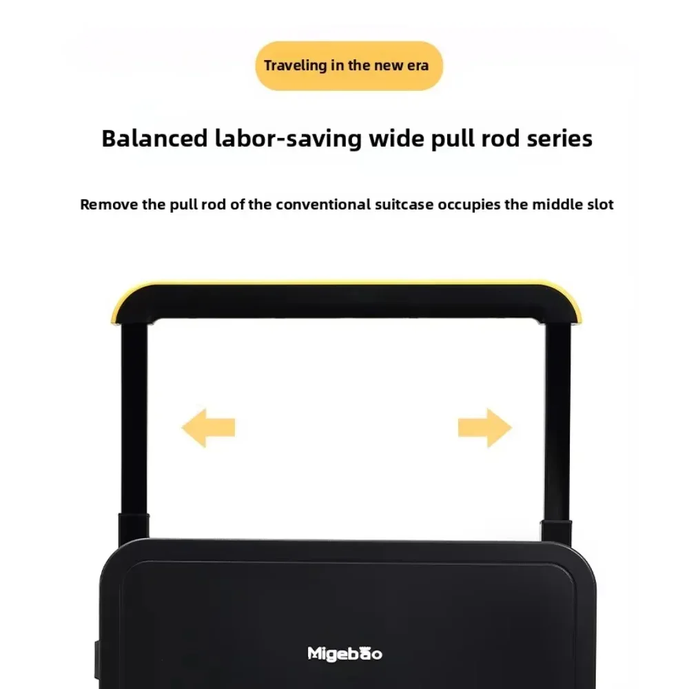 valise pc jaune noir gris système tsa serrure poignée large roues toupie compacts voyage organisés segurança modernes linhas verticale façade contraste efficace intérieur compartiments