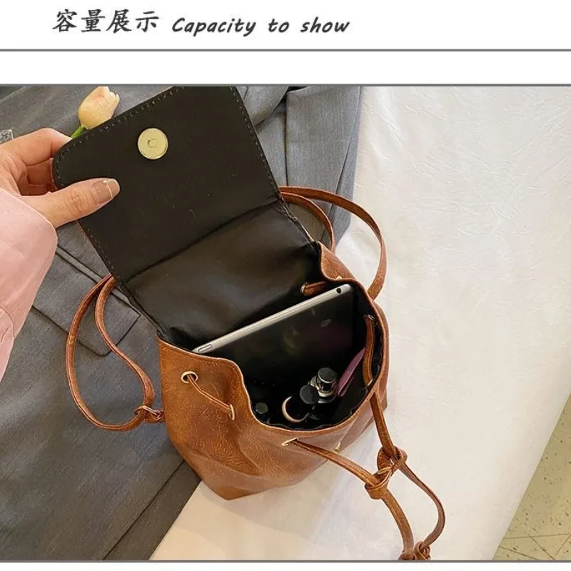 sacs à main vintage en cuir pu pour femmes, couleur unie, pour collégiennes, compacts et légers, sacs à bandoulière décontractés pour femmes