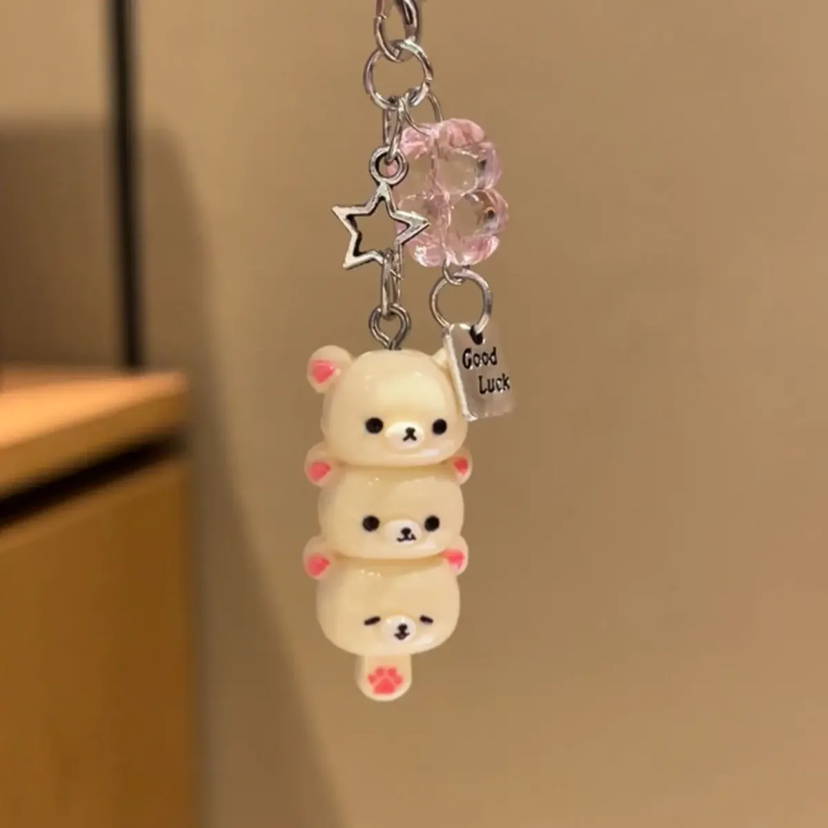 porte-clés ours empilés mignon, breloque porte-bonheur kawaii, pendentif trois ours, accessoire pour sac à dos et sac à main, cadeau mignon pour filles et femmes