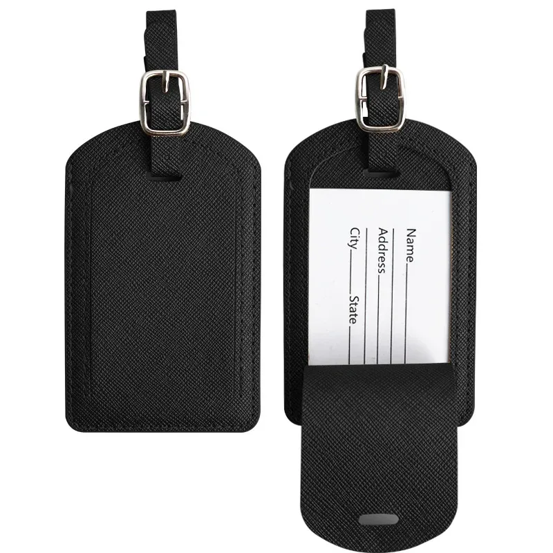saffiano-étiquette de bagage en cuir pu, étiquette d'embarquement de voyage, multi-documents