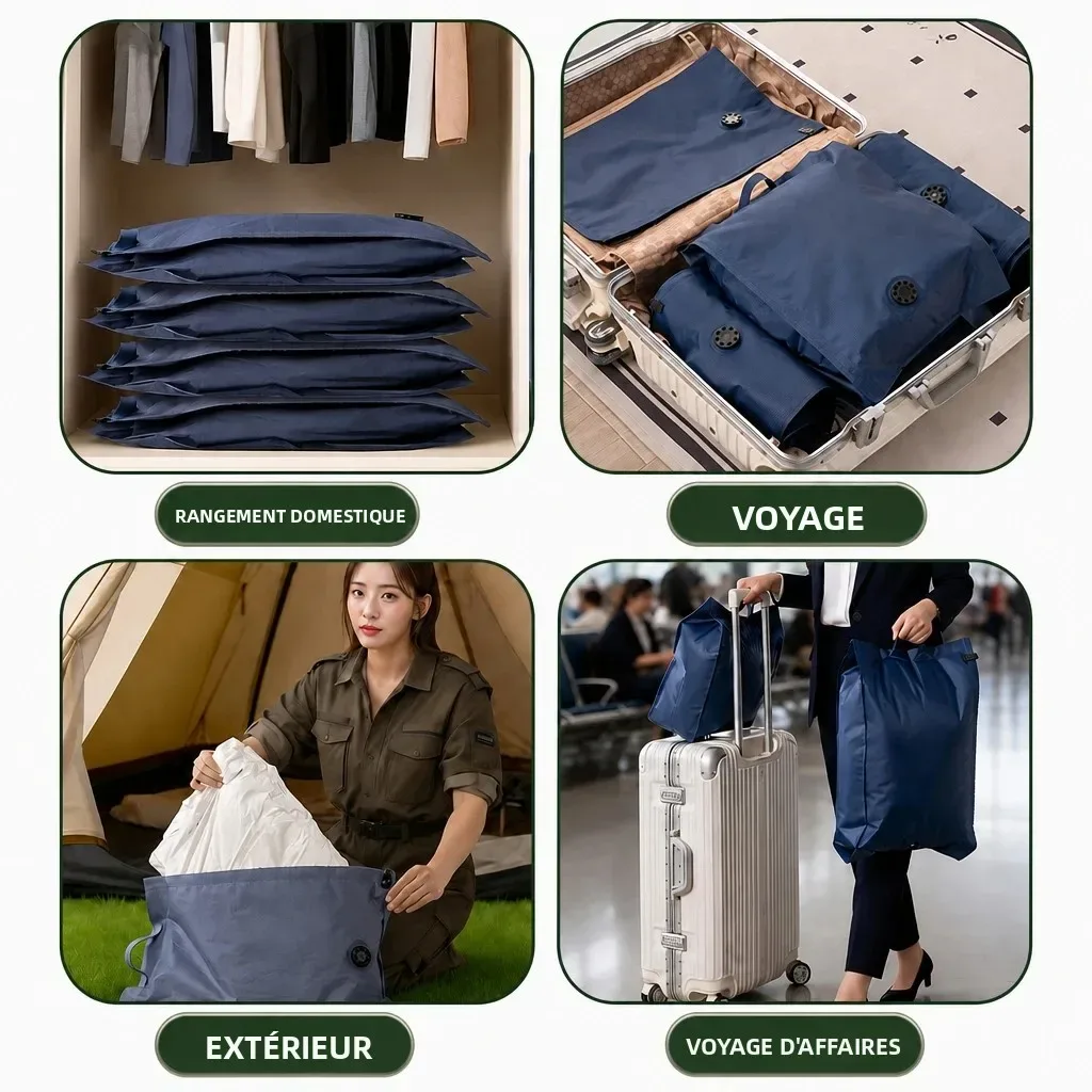 accessoires de voyage sacs sous vide compression organiseur de valise imperméable anti-poussière anti-humidité sans pompe économiseur d'espace sac à linge pour avion tissu oxford grande taille placard réutilisables