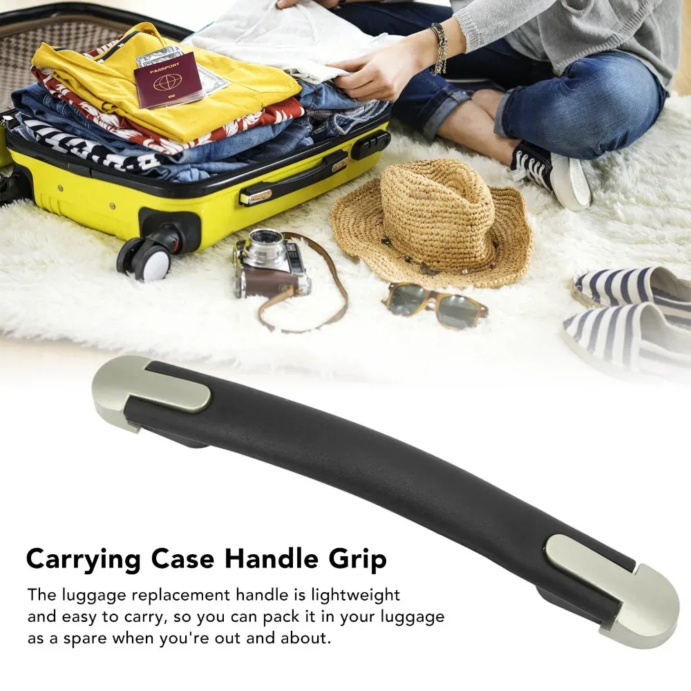 poignée de bagage en plastique durable remplacement flexible noir valise sangle poignée portable fixation rétractable et mécanisme d'attache de sécurité réparation de bagages