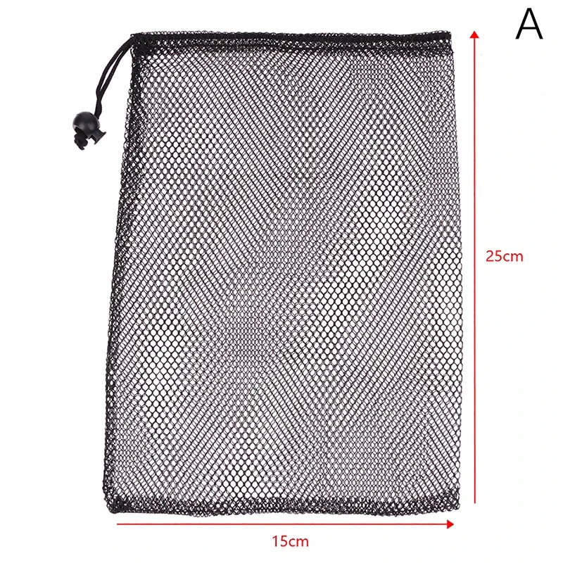 sac à cordon en maille de nylon noir multi-usage, durable, pour rangement, maison, voyage, activités de plein air, sac à linge, sac de rangement