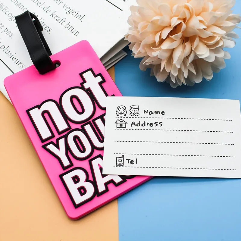 mode lettre créative pas votre sac accessoires de voyage mignons étiquettes de bagages valise style de bande dessinée étiquette de voyage portable en silicone