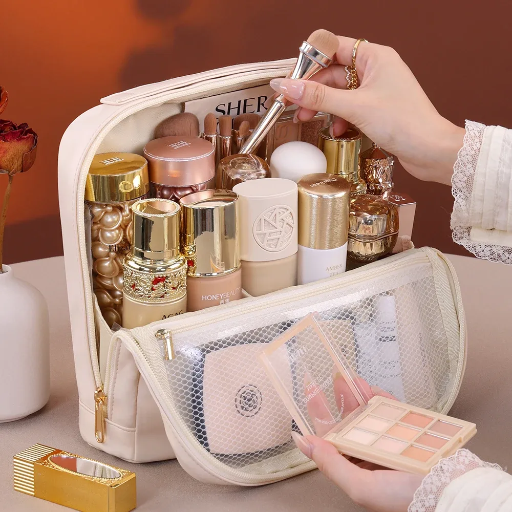 sac debout portable grande capacité voyage sac de rangement de toilette étanche pour brues outils cosmétiques organisateur de maquillage pour femmes
