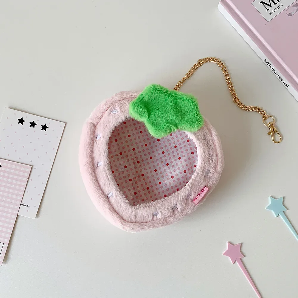 sac de rangement de poupée en peluche orange fraise, dessin animé mignon pour femmes, accessoires de décoration, pendentif, sac d'exposition de figurines, cadeaux d'anniversaire pour filles