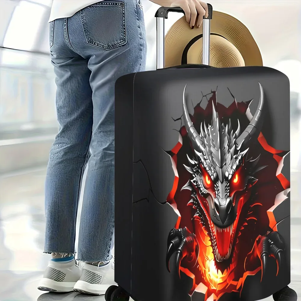 1 housse de bagage imprimée avec motif de tête de dragon en 3d. convient aux valises de 18 à 32 pouces ; protège efficacement vos bagages.