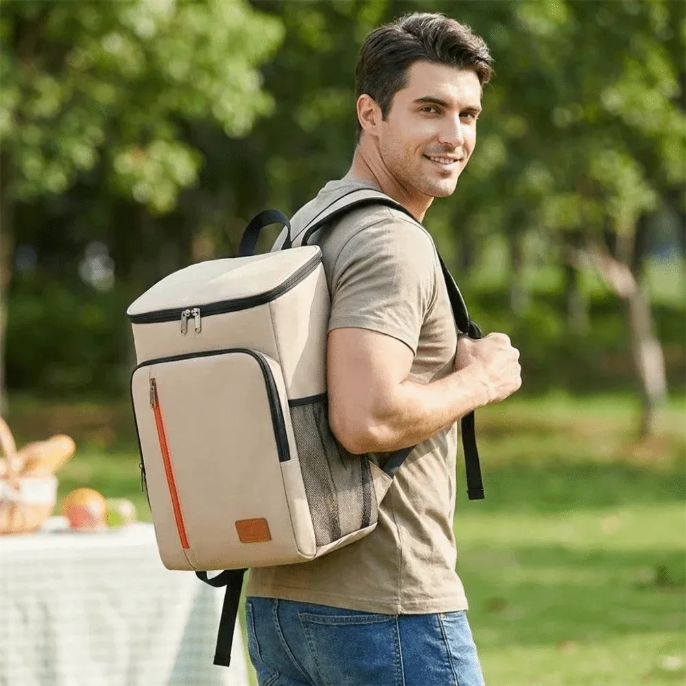 sac à dos isotherme double épaule, épais, portable, sac à lunch thermique, sac isotherme oxford tendance grande capacité