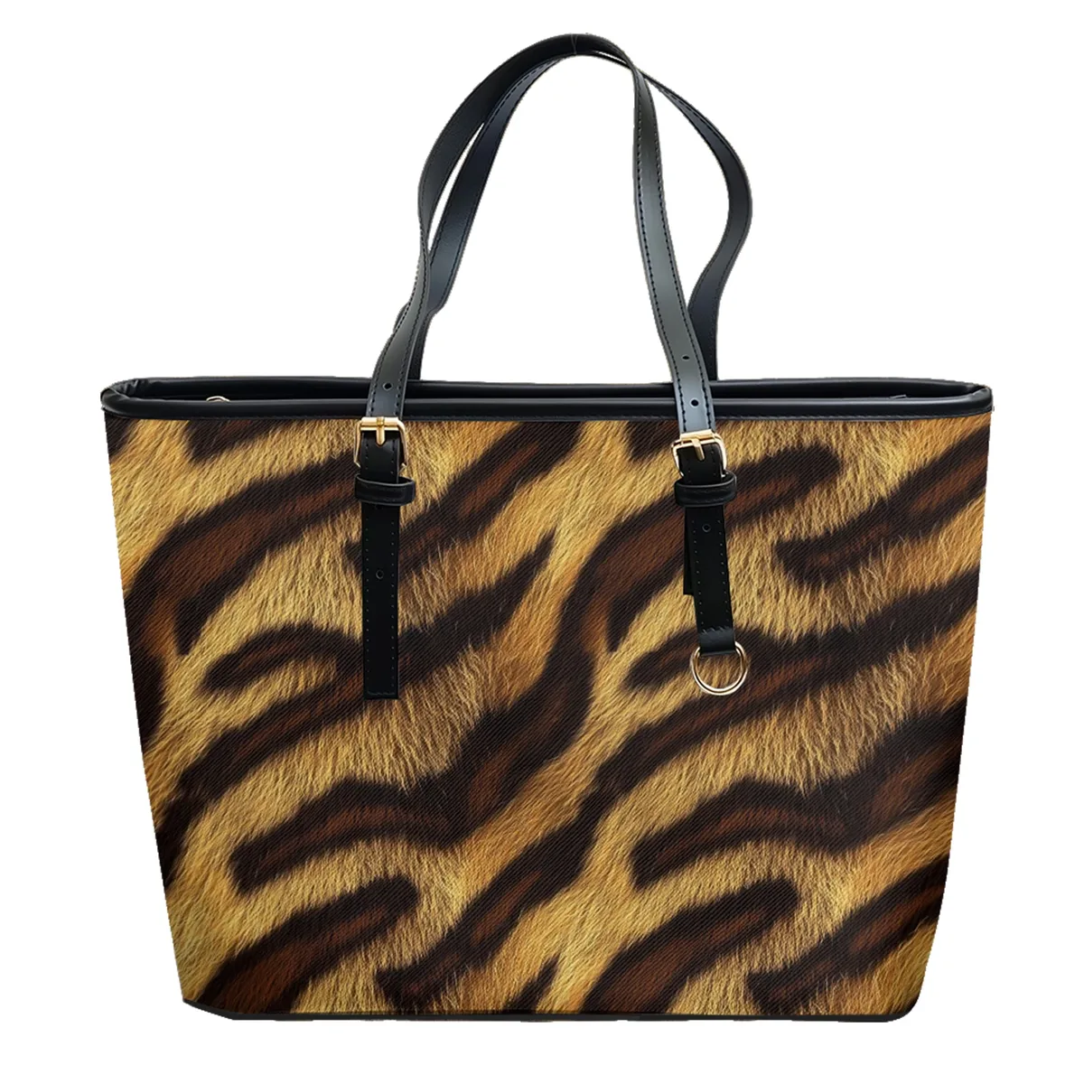 sac voyage polochon oxford université motif géométrique taches marron fond noir décontracté polyvalent week end