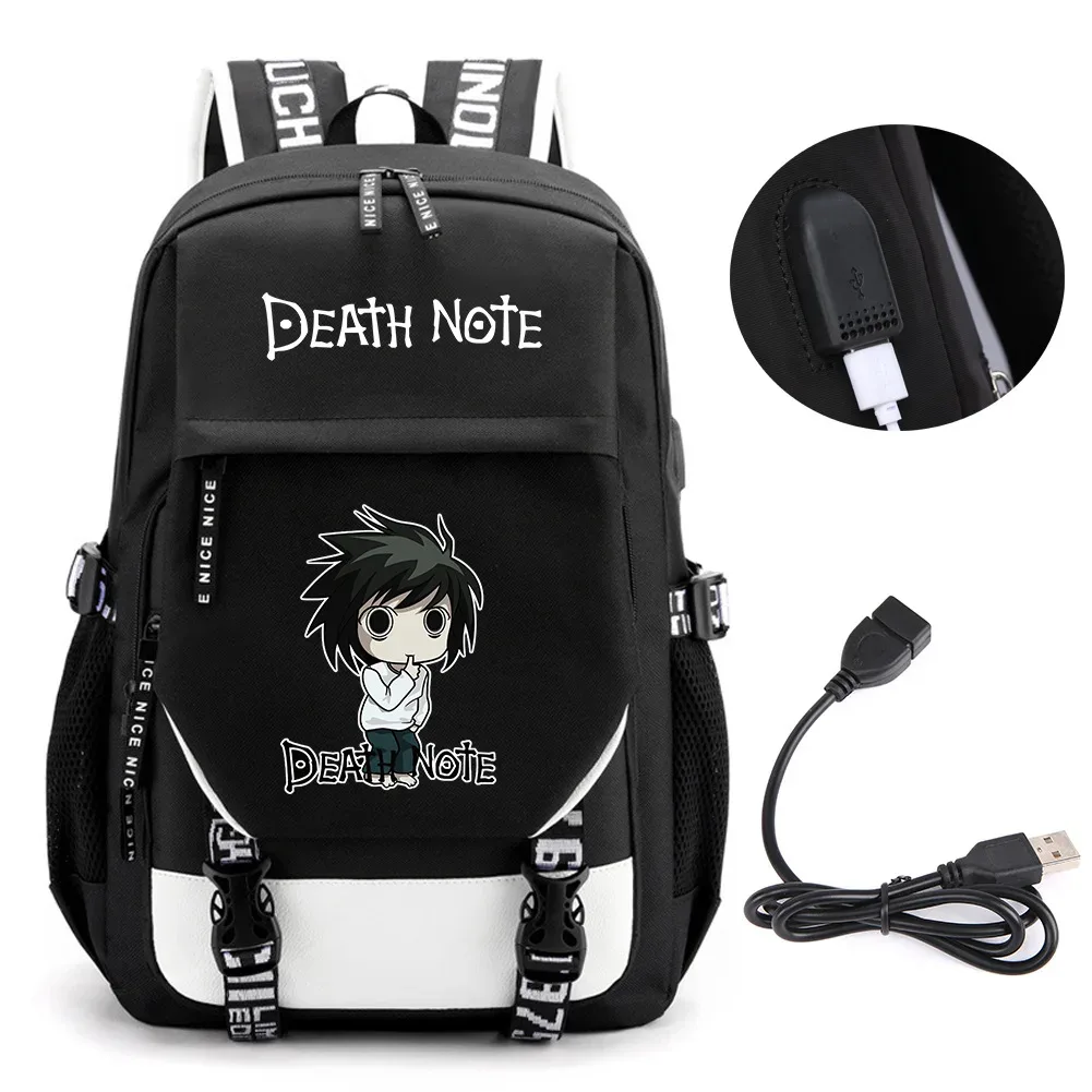 anime death note sac à dos école livre sacs mochila voyage usb port sac ordinateur portable garçon filles cadeau