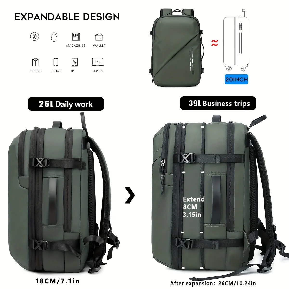 sac à dos de compression sous vide de grande capacité, sac à dos pour ordinateur portable, sac à dos de randonnée de loisirs