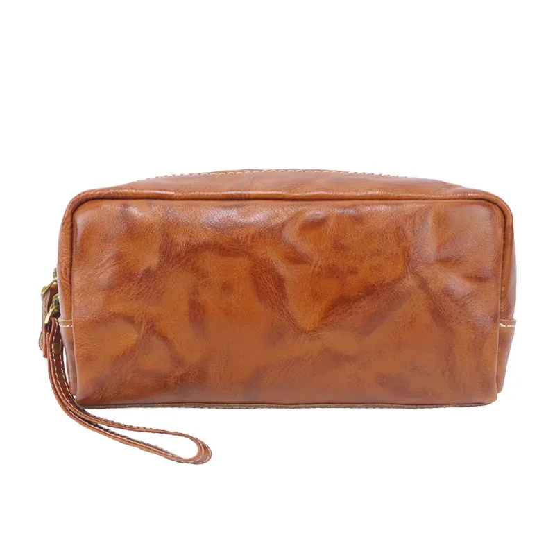 sac de voyage en cuir véritable pour homme, trousse de toilette en cuir tanné végétal, grande capacité pour voyages d'affaires