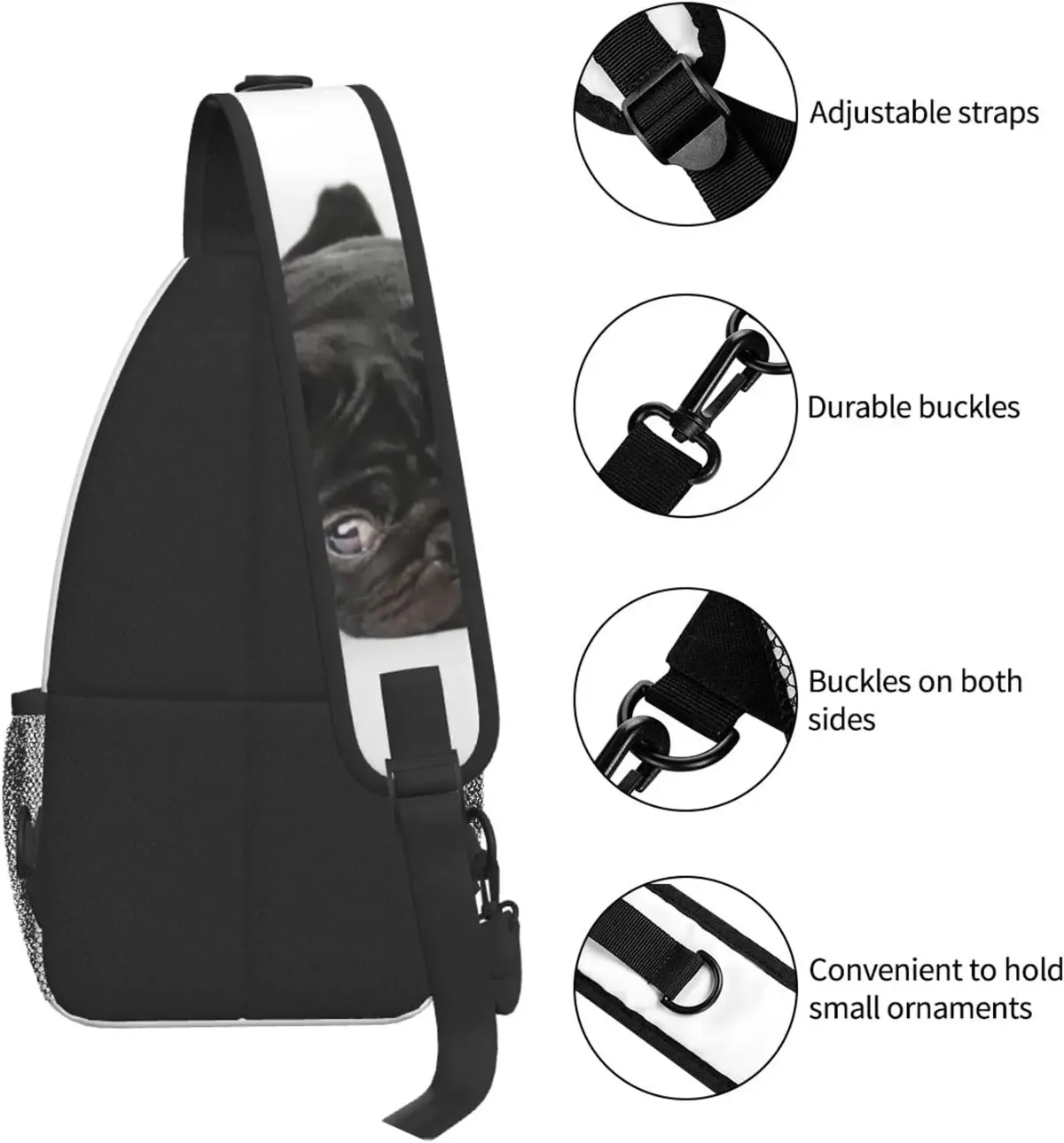 sac à bandoulière noir pdpdog pour hommes et femmes, sac à dos de poitrine, sac à dos de voyage, sac à bandoulière de randonnée, taille unique, initié