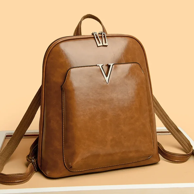 sac à dos design femmes sac de voyage grande capacité sac à dos classique huile cire cuir pu sac à bandoulière mochilas de gran capacité