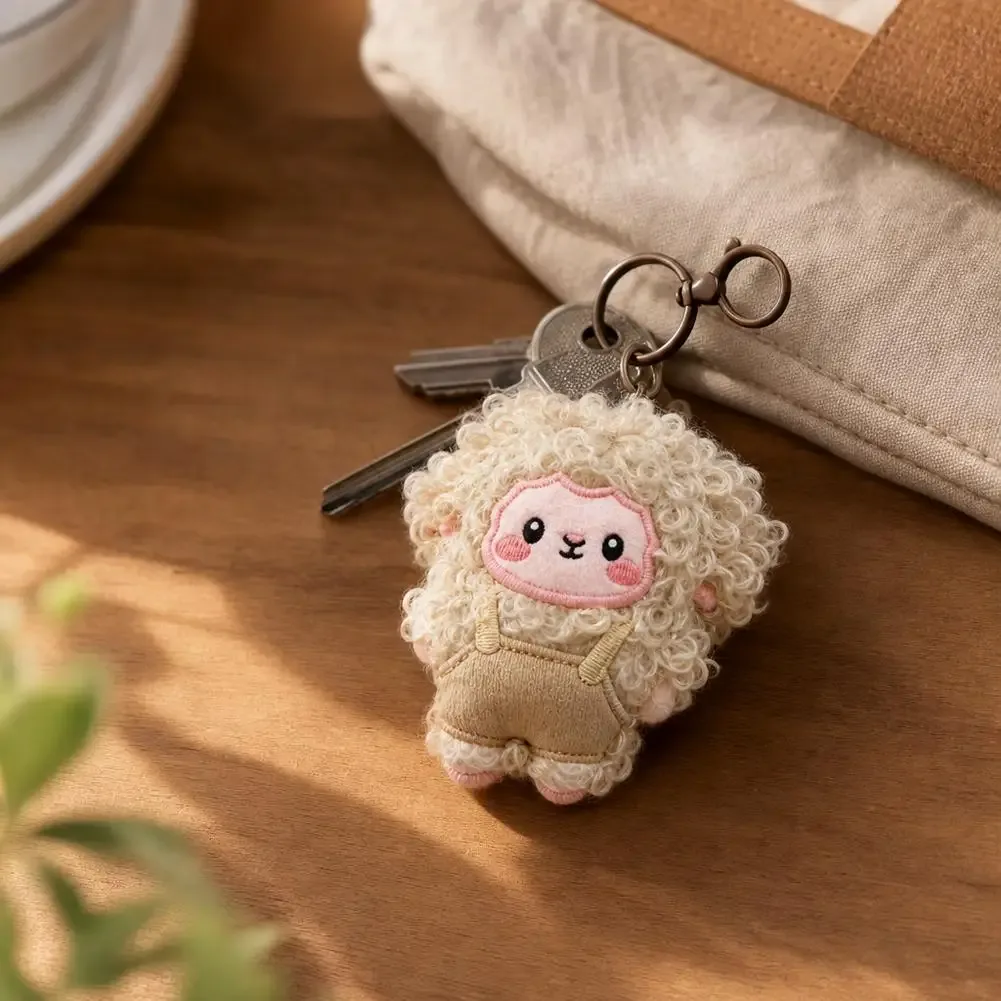 porte-clés sac à dos en peluche mouton bouclé, pendentif agneau dessin animé kawaii, ornement de sac, cadeau pour couple, petite amie, décoration