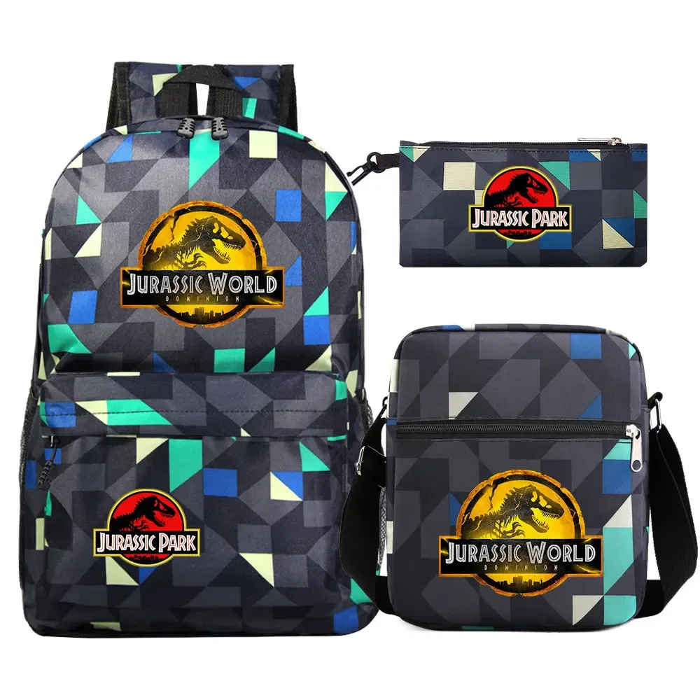 dinosaur jurassic world park 3 pièces garçons filles enfants retour à l'école livre sacs, sac à dos étudiant, sac à bandoulière trousse à crayons