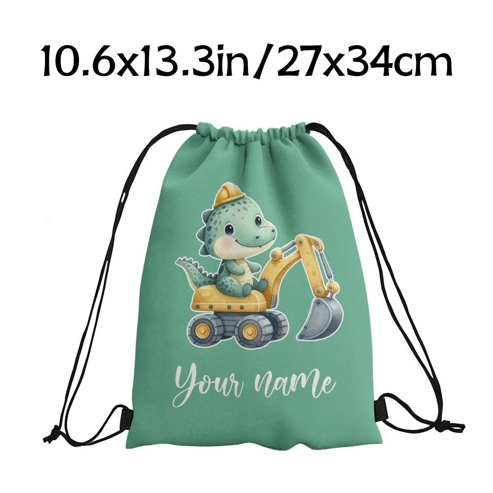 sac à dos personnalisé avec nom/texte dinosaure et excavateur, sac de sport personnalisé, sac de voyage léger, sac de rangement pour salle de sport, 12 couleurs