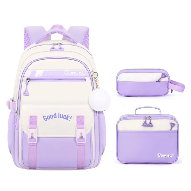3 pièces/ensemble enfants école sac à dos pour les filles avec boîte à déjeuner porte-crayon ensemble primaire primaire moyen lycée école sacs à livres
