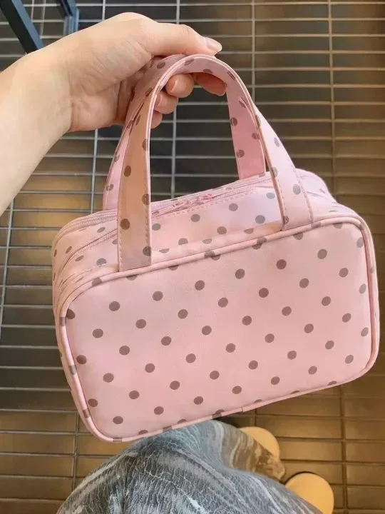 nouvelle trousse de rangement cosmétique portable à trois compartiments, grande capacité, trousse de toilette de voyage, trousse de maquillage à main pour femmes