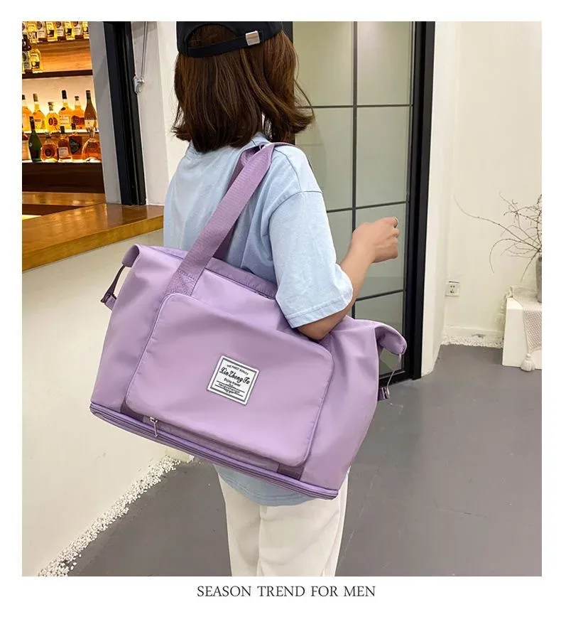 sac de voyage pliable pour femmes, grande capacité, portable, rangement de maternité, courtes distances, voyage, natation, fitness, sac à main