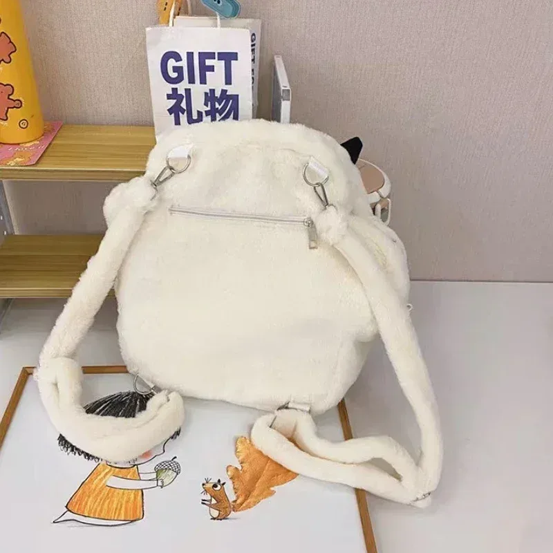 jk – sac à dos en peluche patte de chat pour filles, mignon, avec bretelles réglables, sac à main en fourrure douce, sac à dos de dessin animé pour femmes et filles